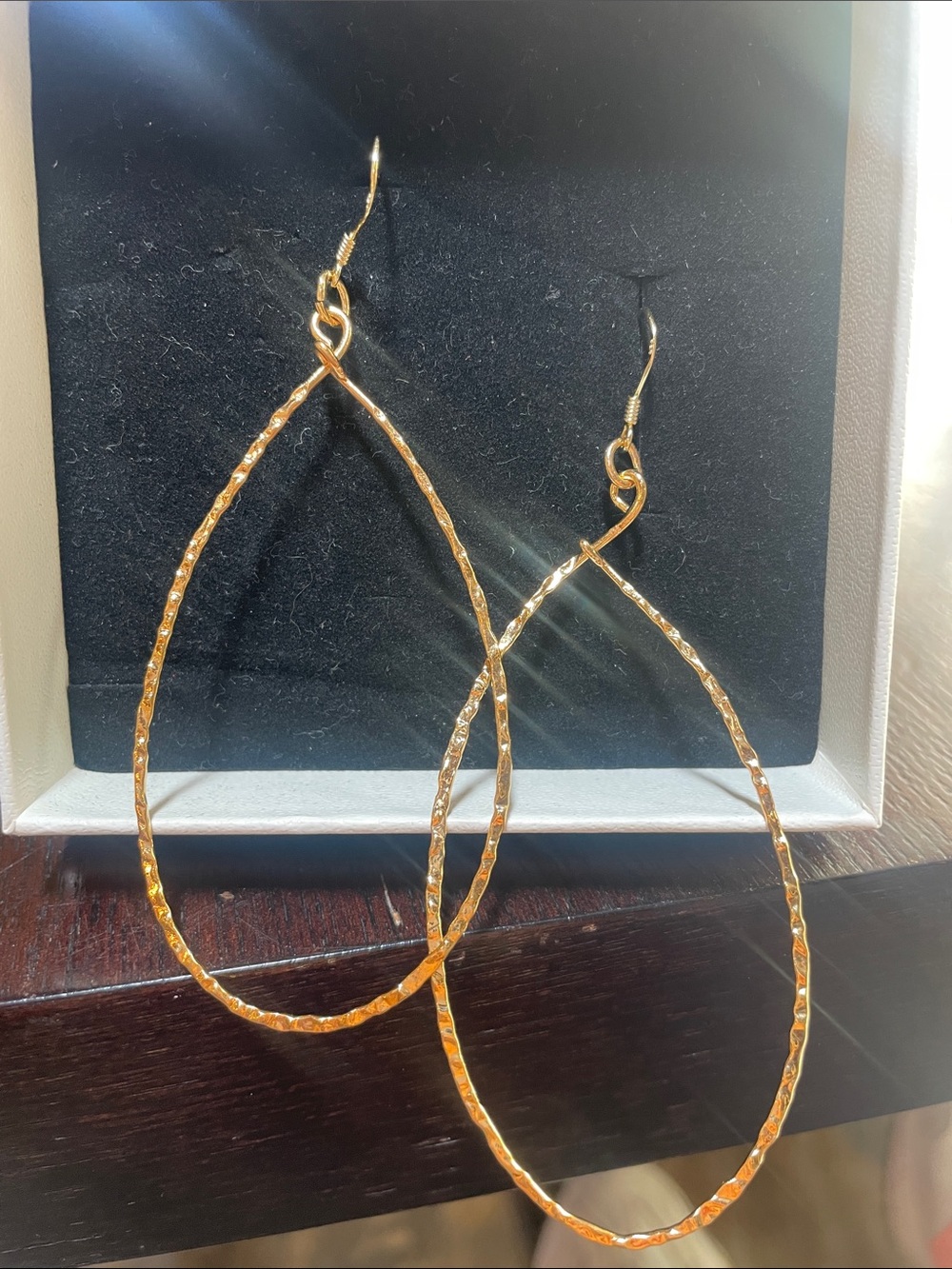 14k Gold plated on Sterling silver Teardrop Hoop Earrings - Women Jewelry